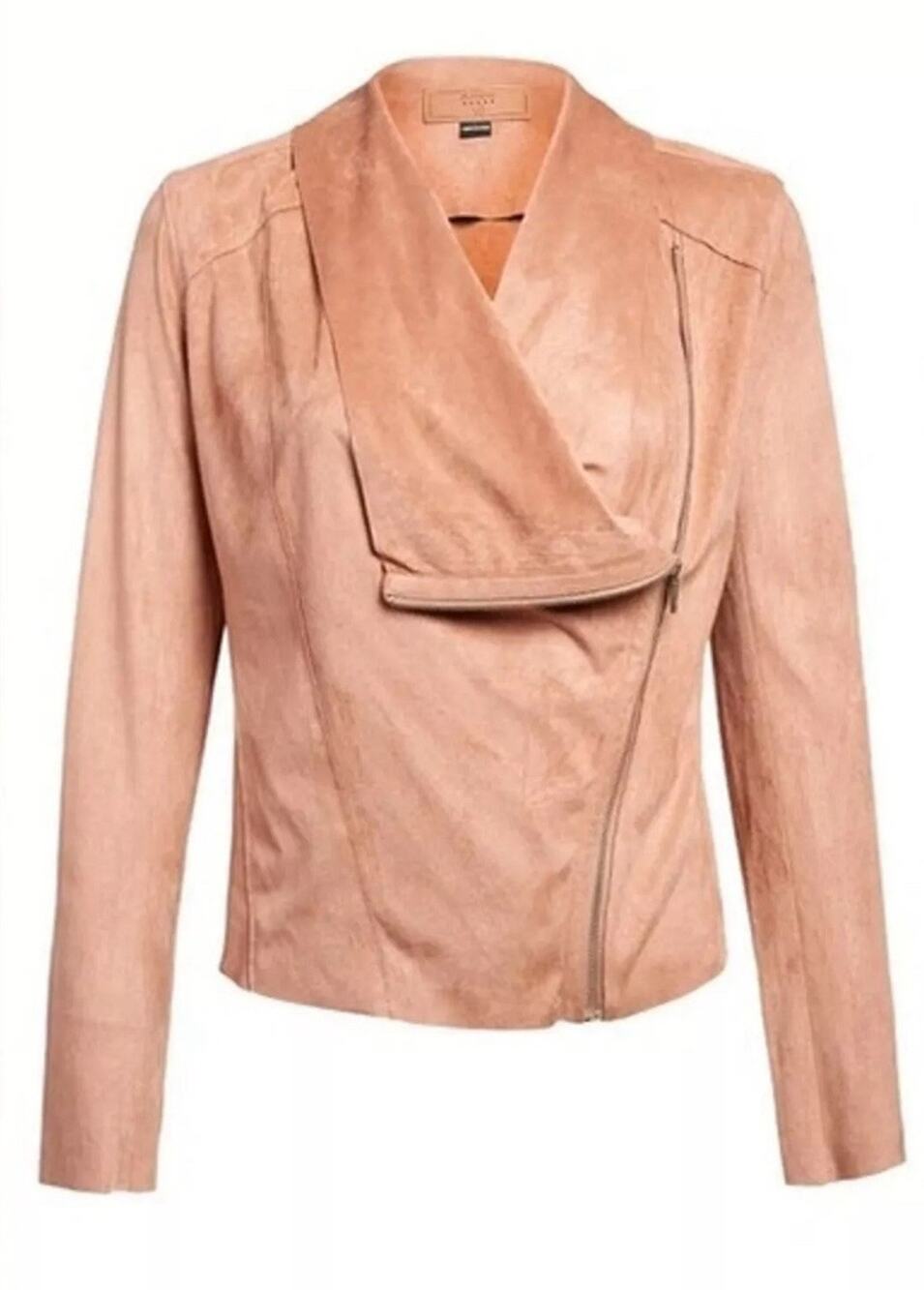 BLANKNYC Honeycomb Faux Suede Drape Front Moto Jacket M NWT